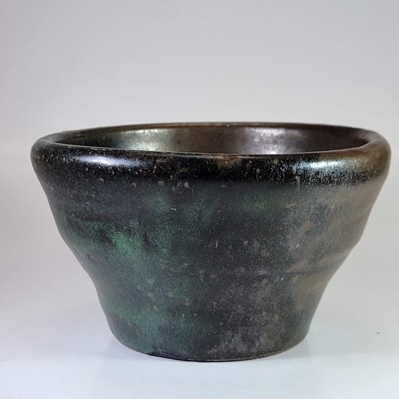 Handmade Pottery Bowl Brown with Green Accent Stoneware - Picture 3 of 7